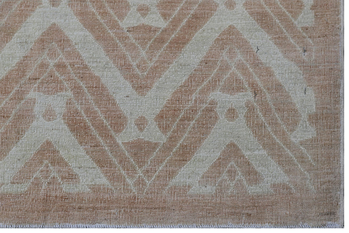 10'x10' Square Soft Ivory and Brown Chevron Design Ariana Modern Rug