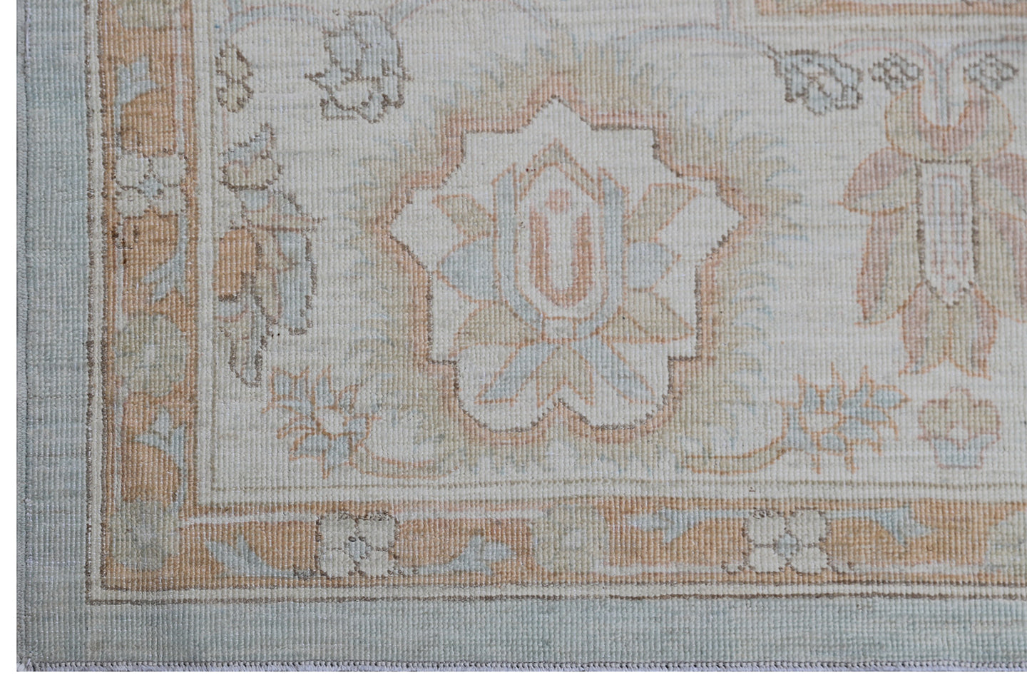 9.08 x  8.00 Finely Hand Knotted Soft Blue and Gold Agra Design Ariana Area Rug
