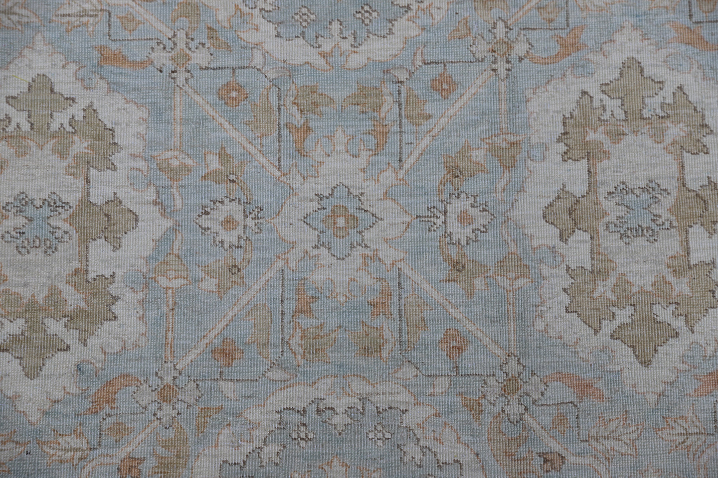 9.08 x  8.00 Finely Hand Knotted Soft Blue and Gold Agra Design Ariana Area Rug