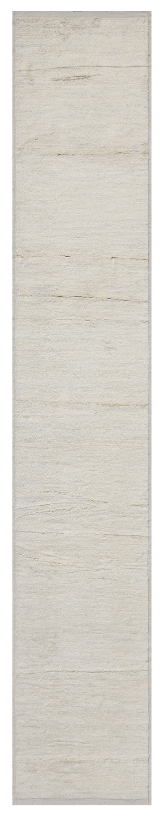 4'x21' Solid Ivory White Ariana Barchi Wool Runner Rug