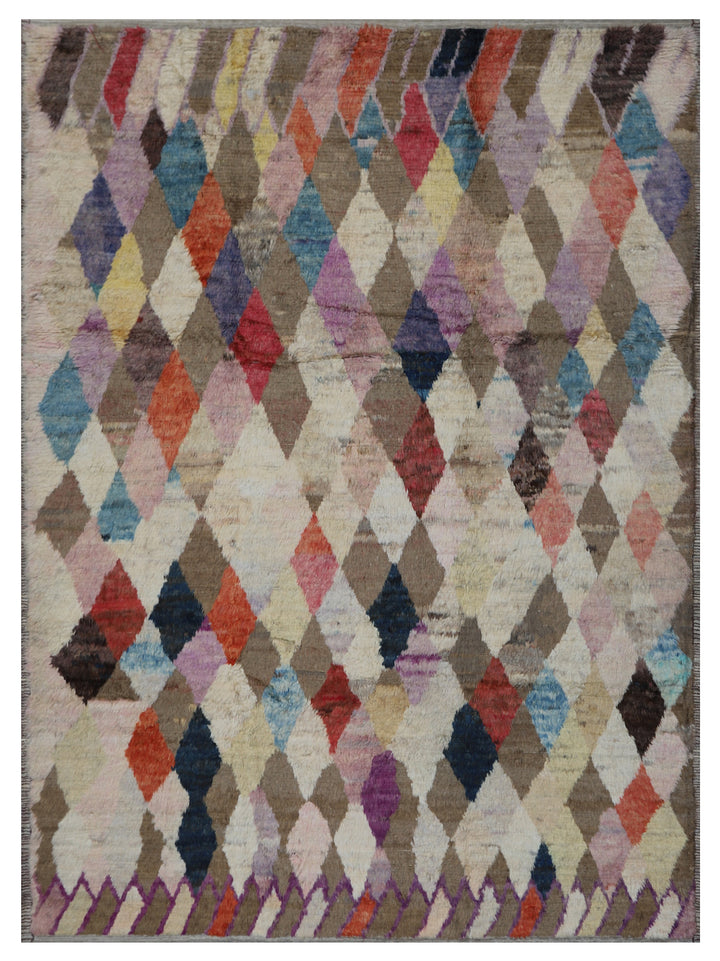 8'x10' Ariana Moroccan Style Multi Color Barchi Diamond Design Rug