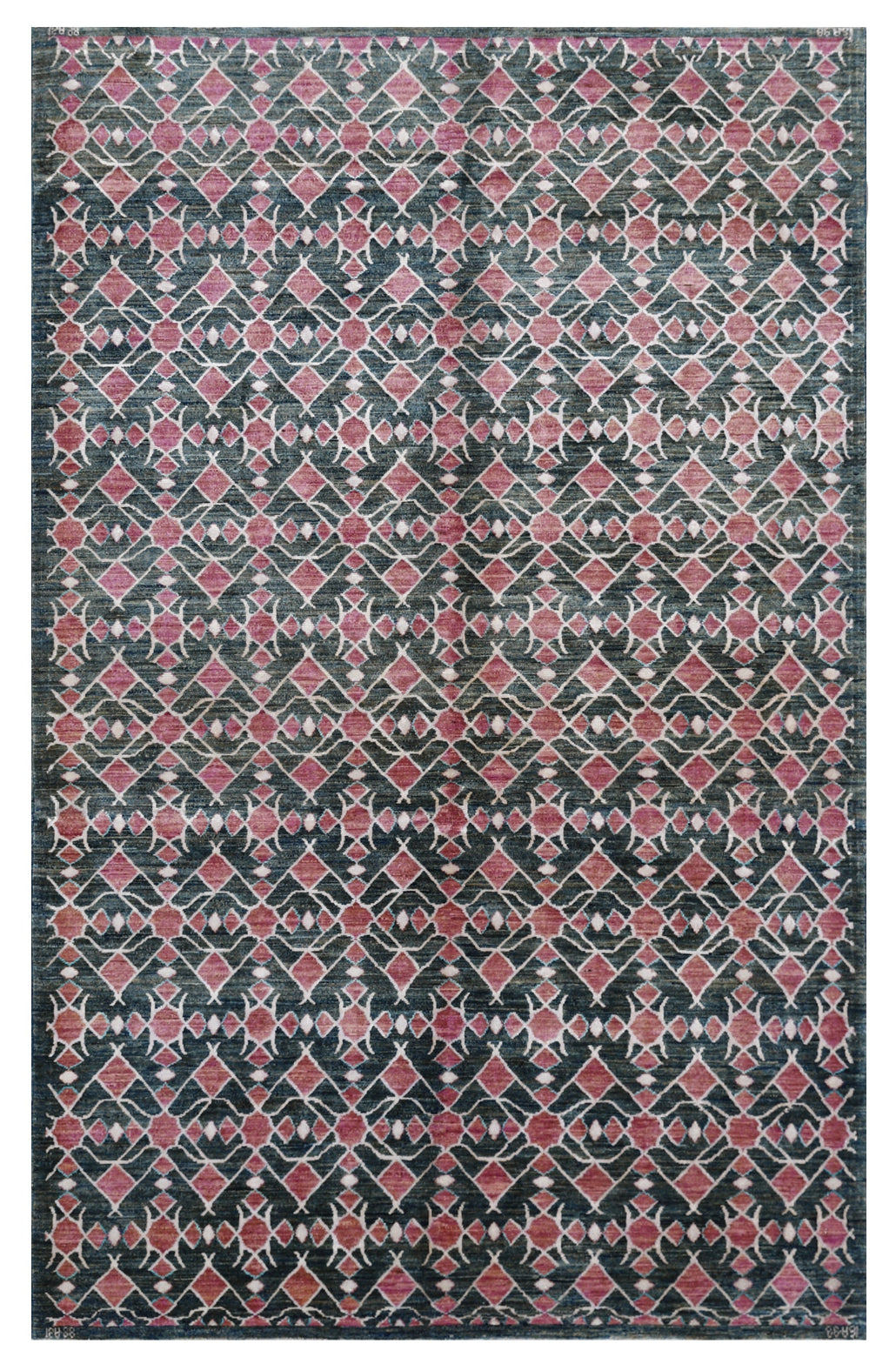 5'x8' Ariana Modern Design Navy Pink White Geometric Hand Knotted Rug