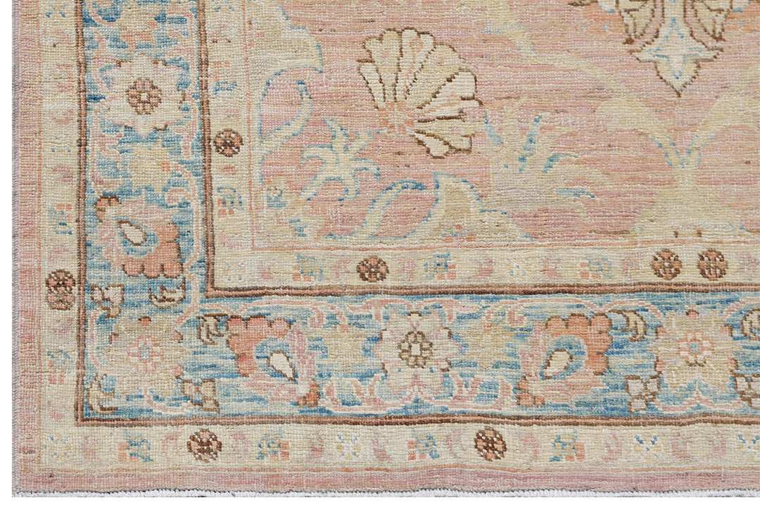 3'x15' Ariana Traditional Kirman Design Salmon Blue Ivory Long Runner Rug