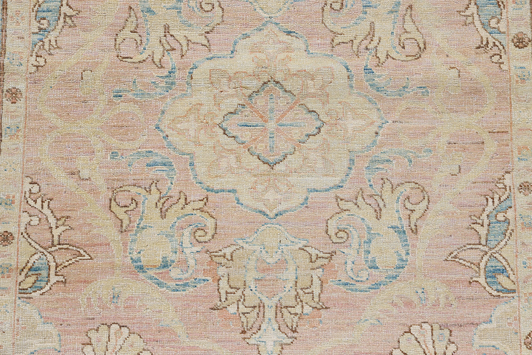 3'x15' Ariana Traditional Kirman Design Salmon Blue Ivory Long Runner Rug