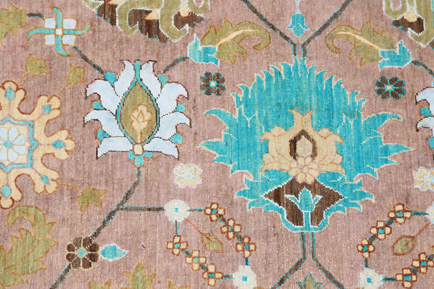 10'x14' Ariana Transitional Pink Turquoise Brown Rug