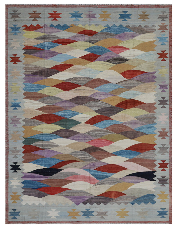 8'x10' Fine Hand-Woven Wool Ariana Kilim Rug