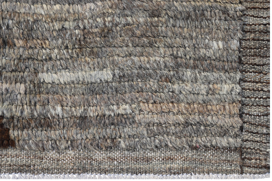 12'x15' Ariana Geometric Contemporary Moroccan Style Grey and Brown Barchi Shaggy Rug