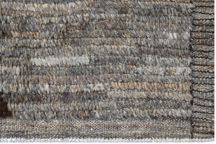 12'x15' Ariana Geometric Contemporary Moroccan Style Grey and Brown Barchi Shaggy Rug