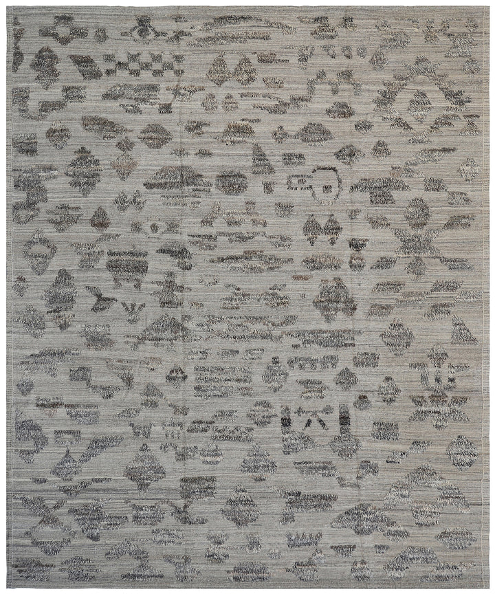 9'x12' Ariana Moroccan Style Gray Neutral Symbolic Pattern Barchi Wool Rug