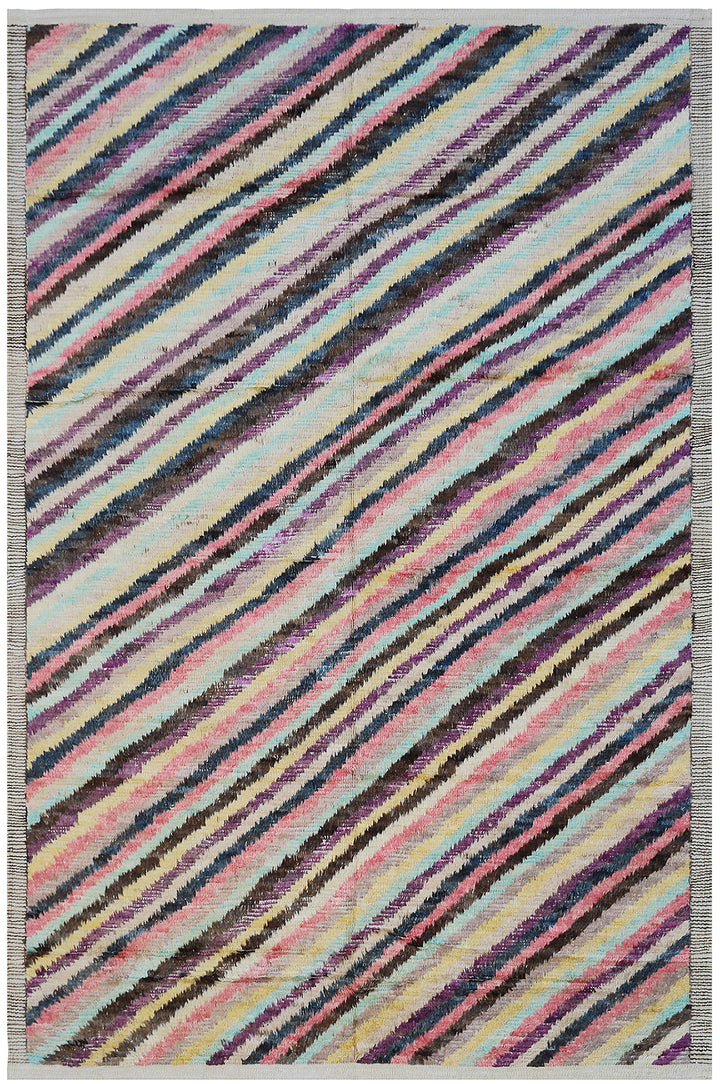 6'x9' Ariana Moroccan Style Multi Color Striped Barchi Rug