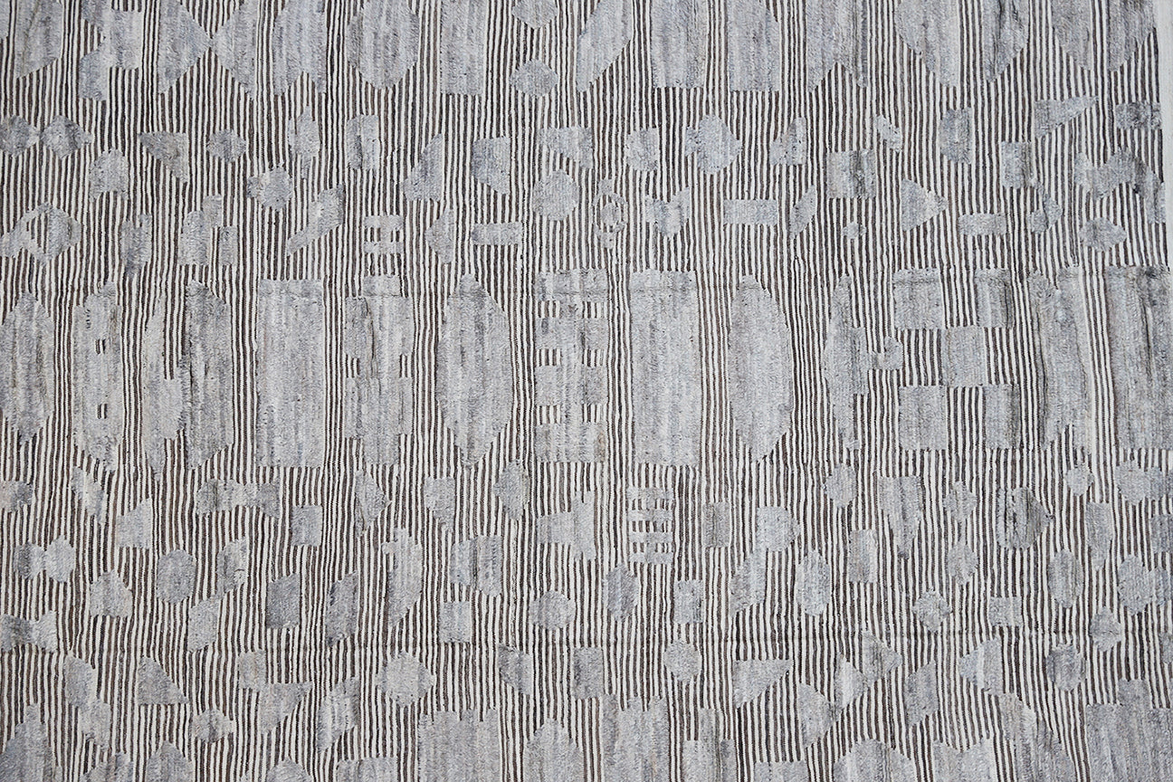 9'x12' Ariana Moroccan Style Brown and Ivory Cream Stripped Barchi Wool Rug