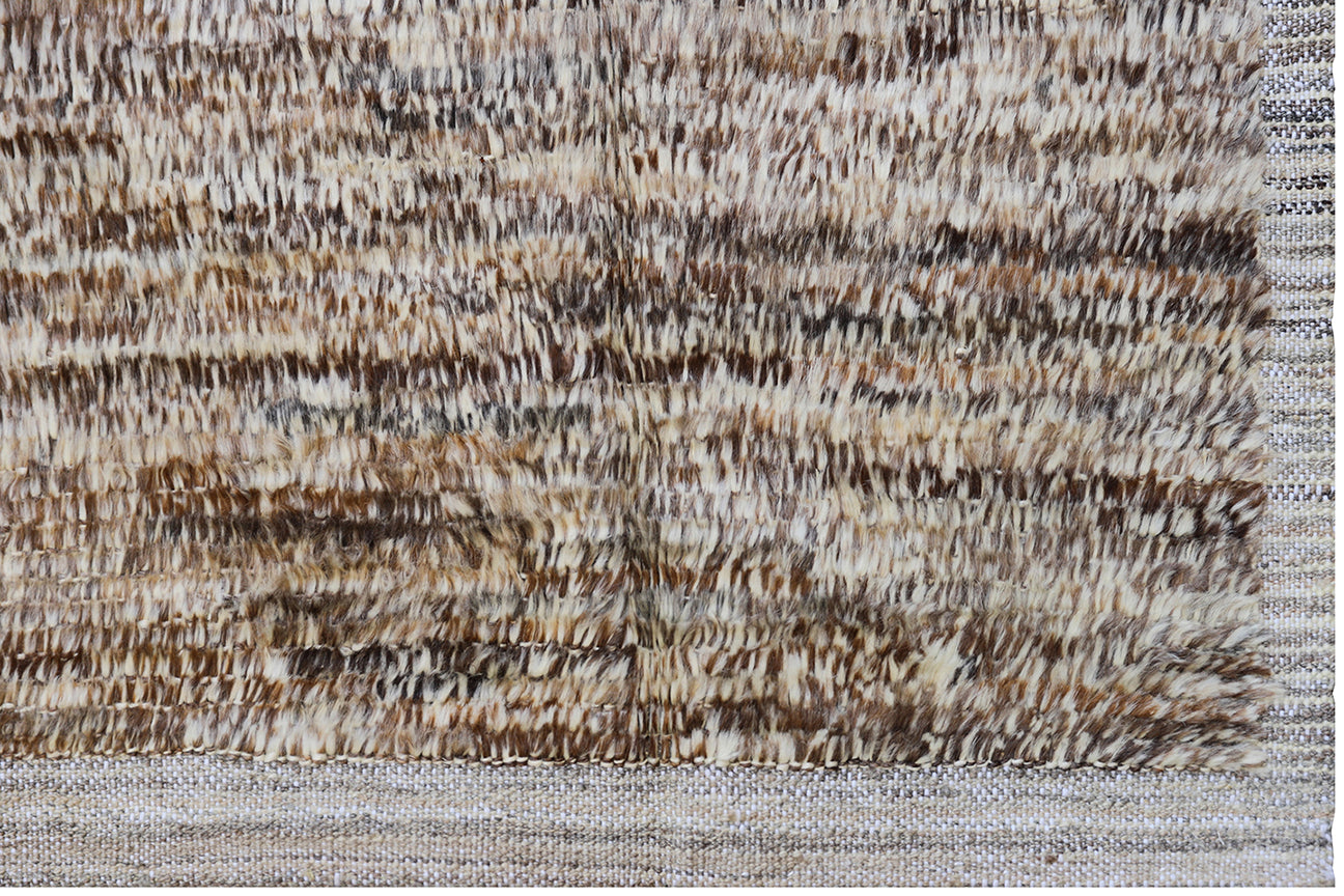 4'x16' Stria Brown Shaggy Moroccan Style Ariana Barchi Collection Rug