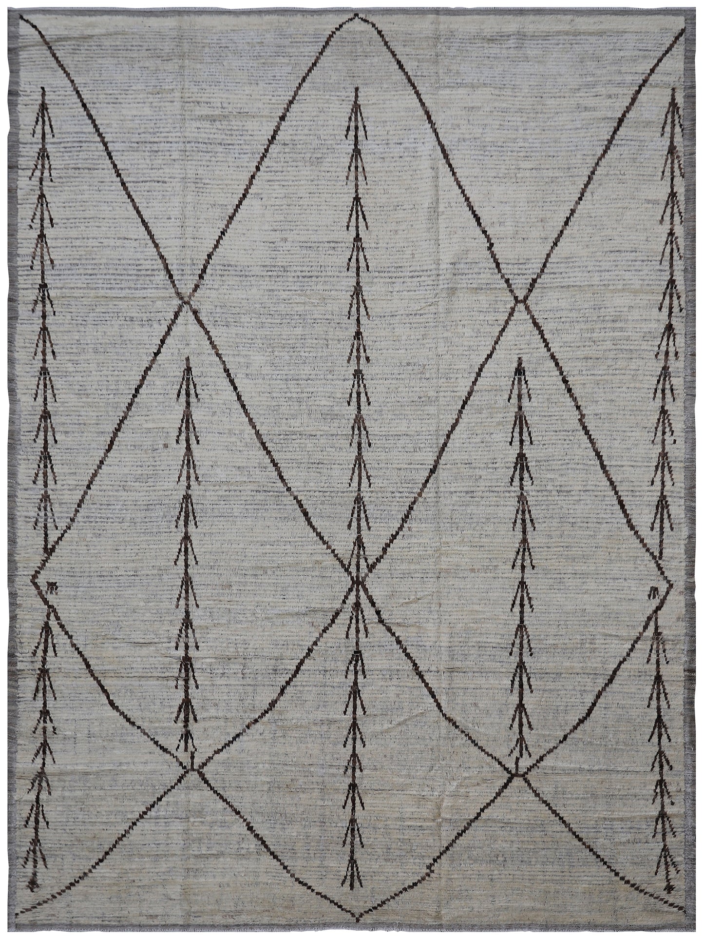 8'x11' Ariana Moroccan Style White Brown Simple Design Barchi Rug