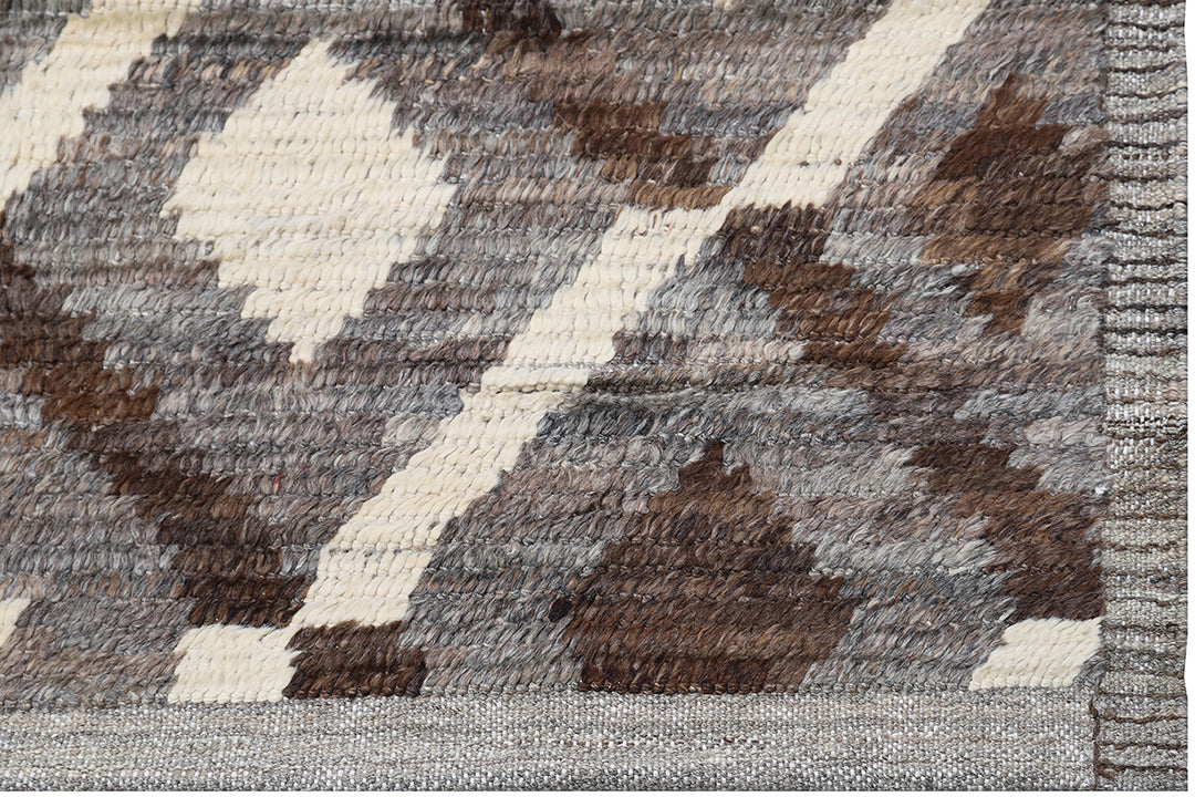 9'x12' Grey White Brown Contemporary Diamond Design Shaggy Ariana Barchi Collection Rug