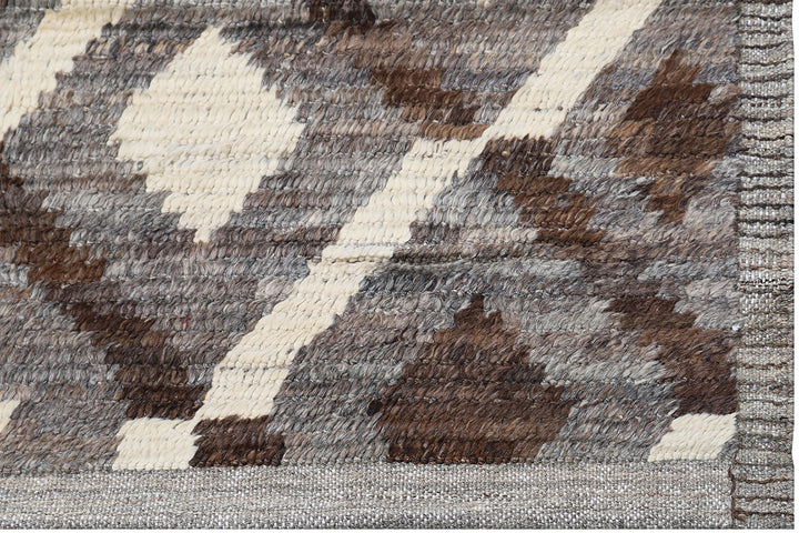 9'x12' Grey White Brown Contemporary Diamond Design Shaggy Ariana Barchi Collection Rug