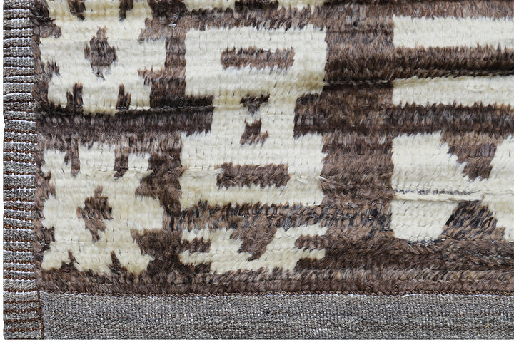 9'x12' Brown and White Contemporary Tribal Ariana Moroccan Style Barchi Rug