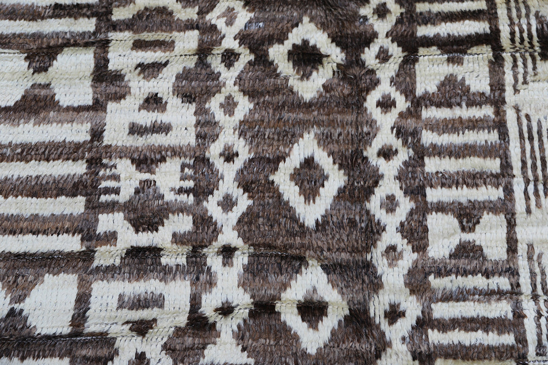 9'x12' Brown and White Contemporary Tribal Ariana Moroccan Style Barchi Rug