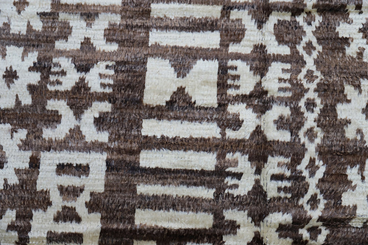 9'x12' Brown and White Contemporary Tribal Ariana Moroccan Style Barchi Rug