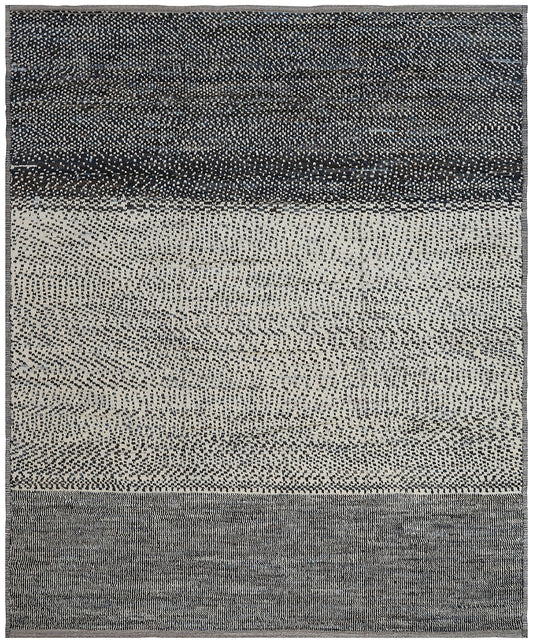 10'x13' Navy Blue and White Shaggy Moroccan Style Ariana Barchi Collection Rug
