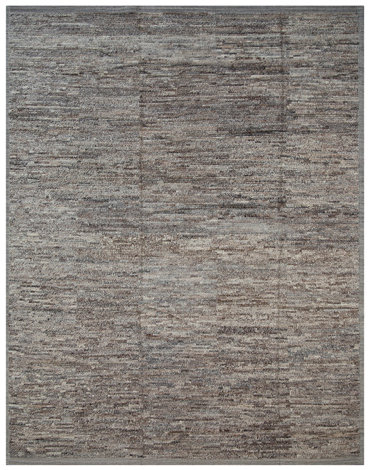 9'x12' Solid Brown Gray Contemporary Barchi Wool Rug