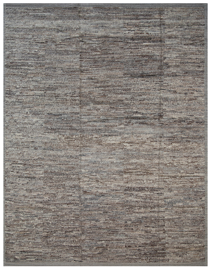 9'x12' Solid Brown Gray Contemporary Barchi Wool Rug