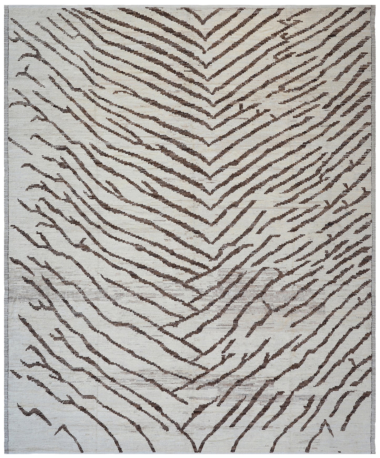 13'x16' Brown Ivory Zebra Design Shaggy Moroccan Style Ariana Barchi Collection Rug