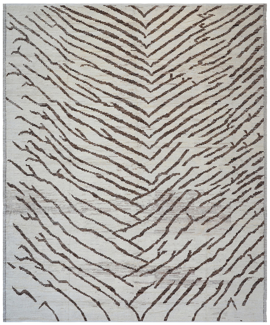 13'x16' Brown Ivory Zebra Design Shaggy Moroccan Style Ariana Barchi Collection Rug