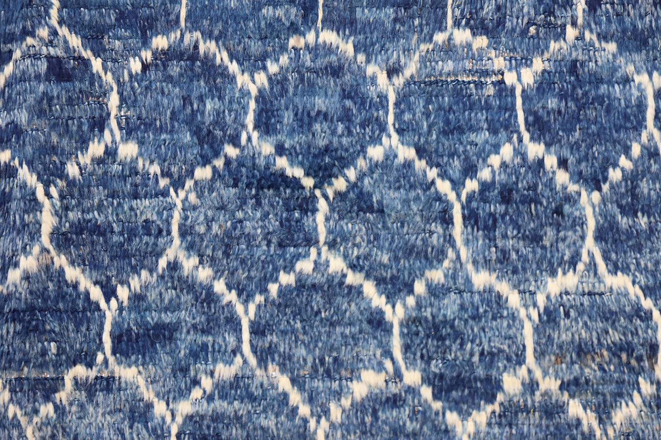 12'x15' Royal Blue and White Long Pile Shaggy Moroccan Style Ariana Barchi Collection Rug