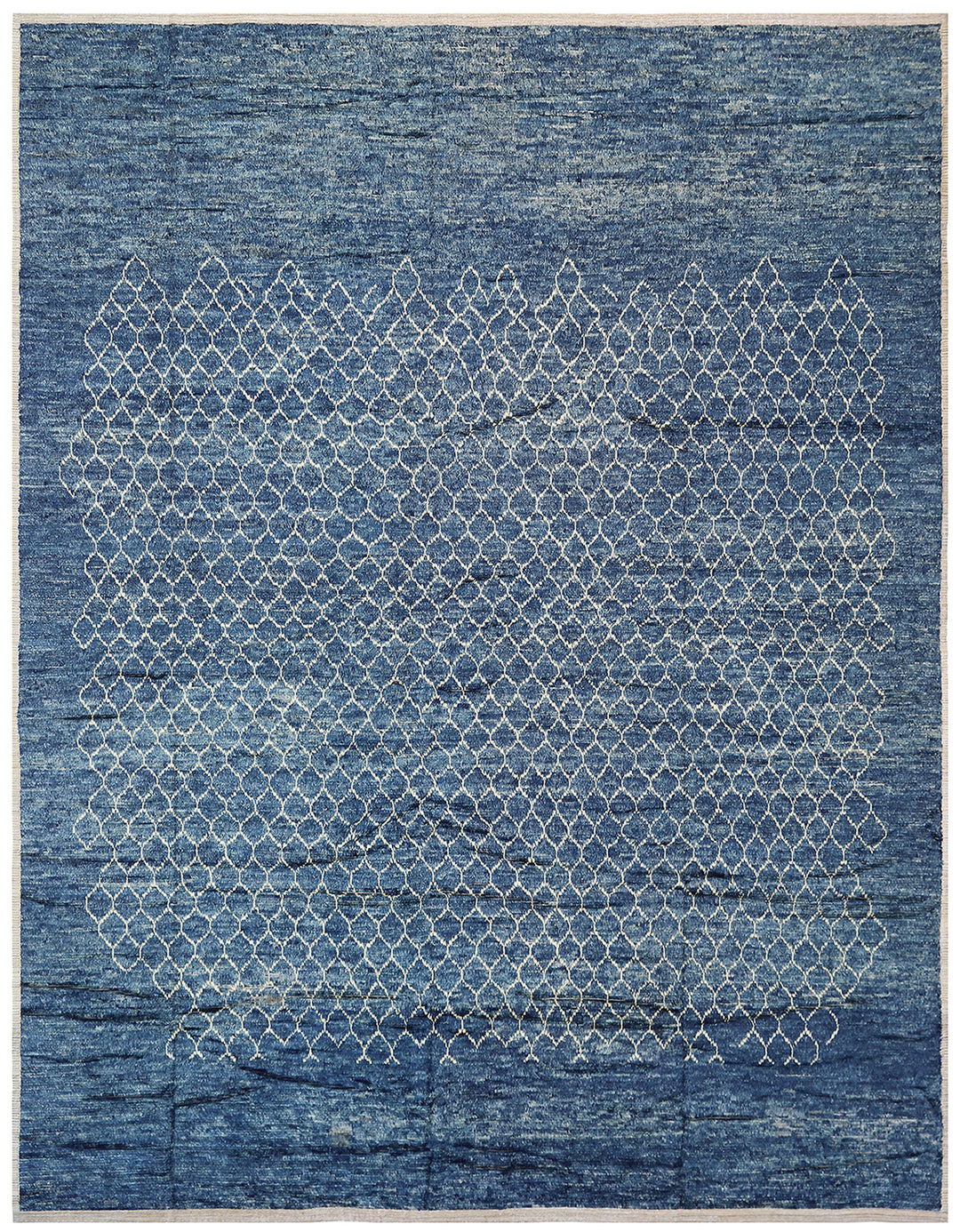 12'x15' Royal Blue and White Long Pile Shaggy Moroccan Style Ariana Barchi Collection Rug