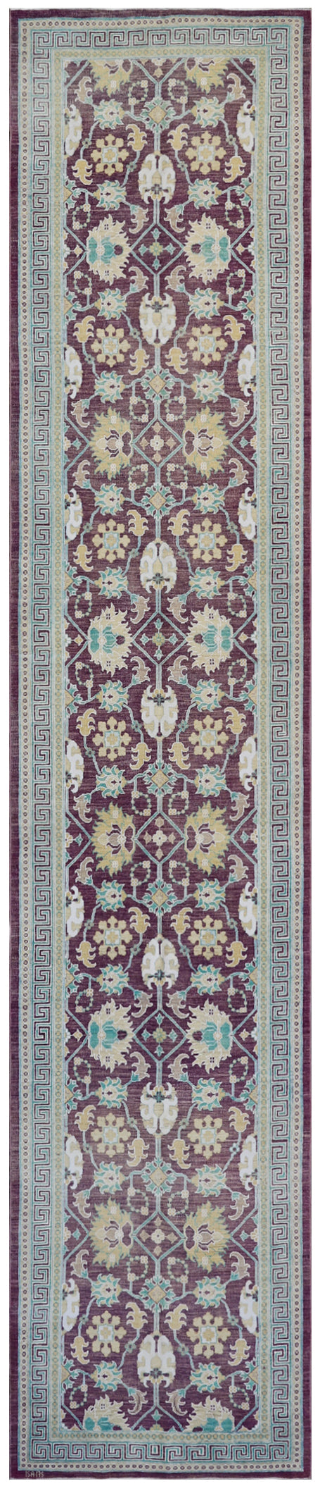Bodrum Puple Runner Rug 3’x15’ Ariana Traditional Wool Runner Rug – Purple, Yellow & Beige ...