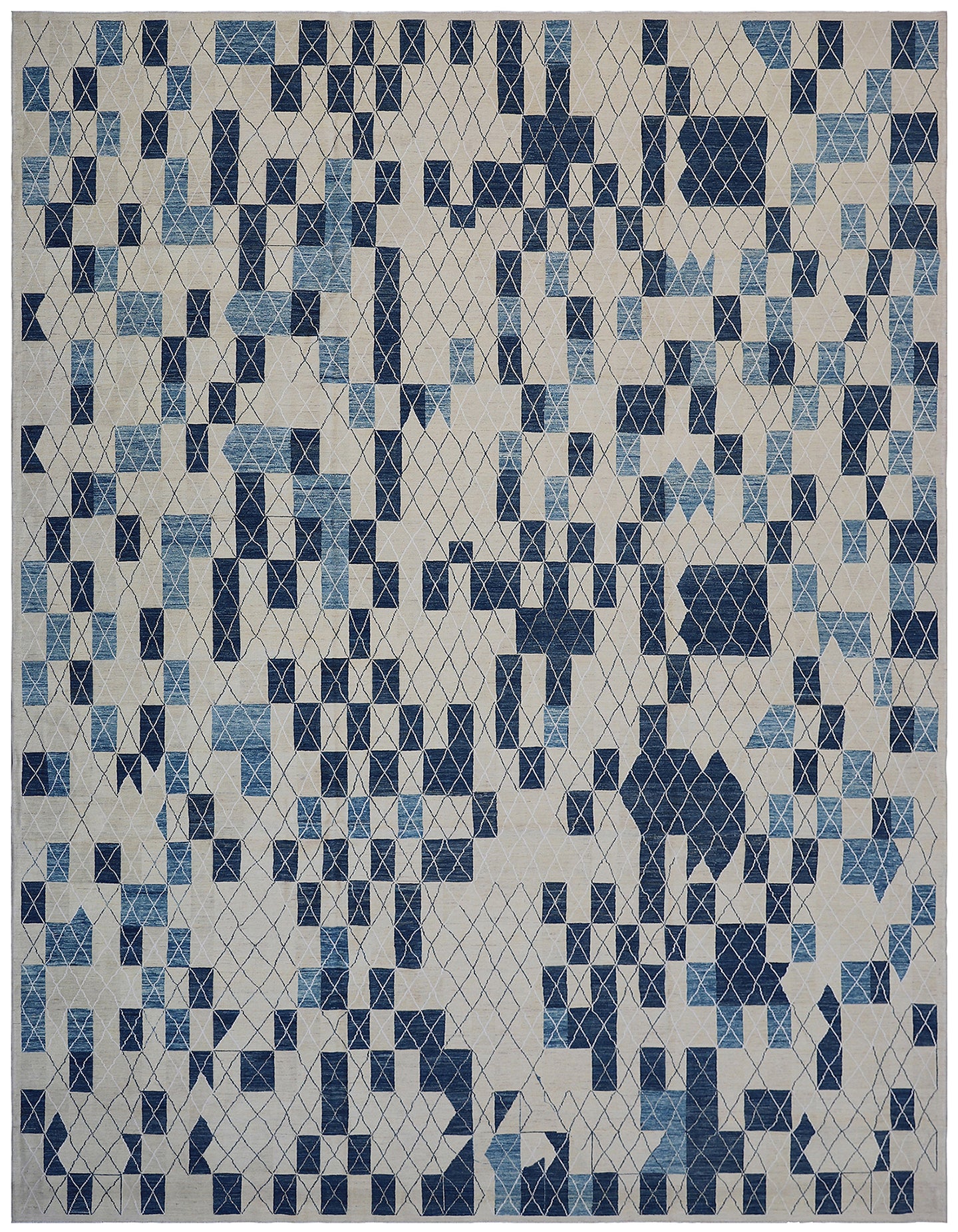 10'x14' Geometric Different Shades of Blue Ariana Modern Rug