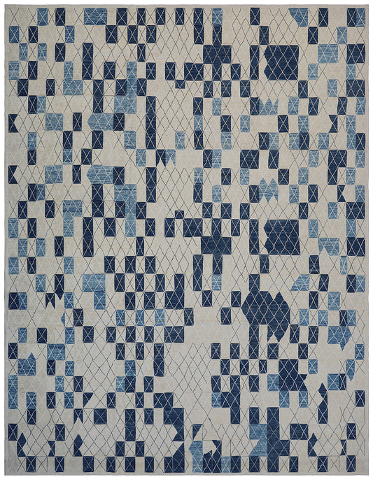 10'x14' Geometric Different Shades of Blue Ariana Modern Rug