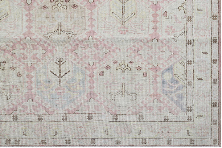 6'x9' Ariana Caucasian Geometric Pink Blue Ivory Hazara Rug