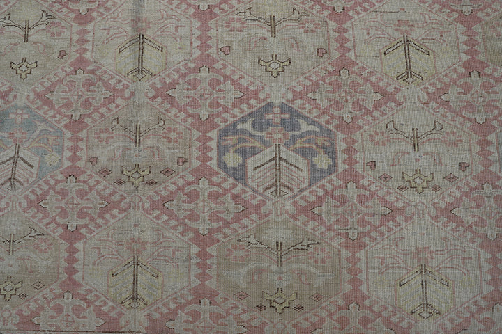 6'x9' Ariana Caucasian Geometric Pink Blue Ivory Hazara Rug