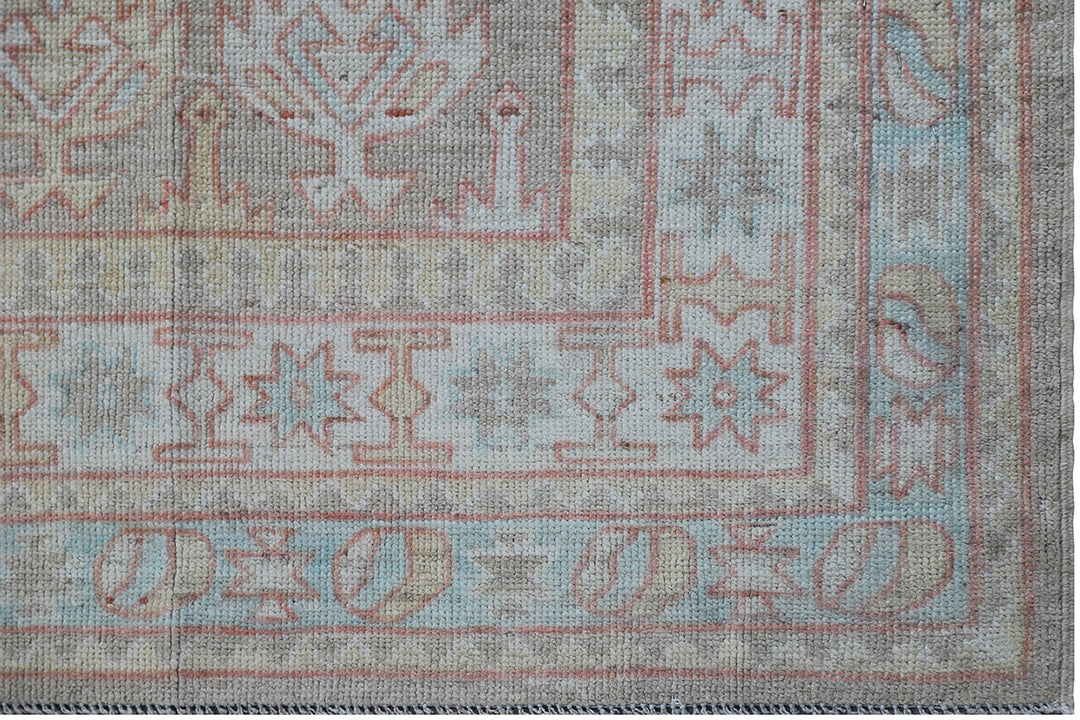 6'x8' Soft Colors Geometric Design Hazara Collection Hand Knotted Wool Rug