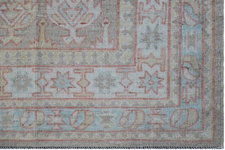 6'x8' Soft Colors Geometric Design Hazara Collection Hand Knotted Wool Rug