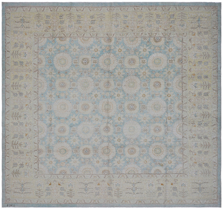 6'x6' Ariana Blue Square Tabriz Design Traditional Rug