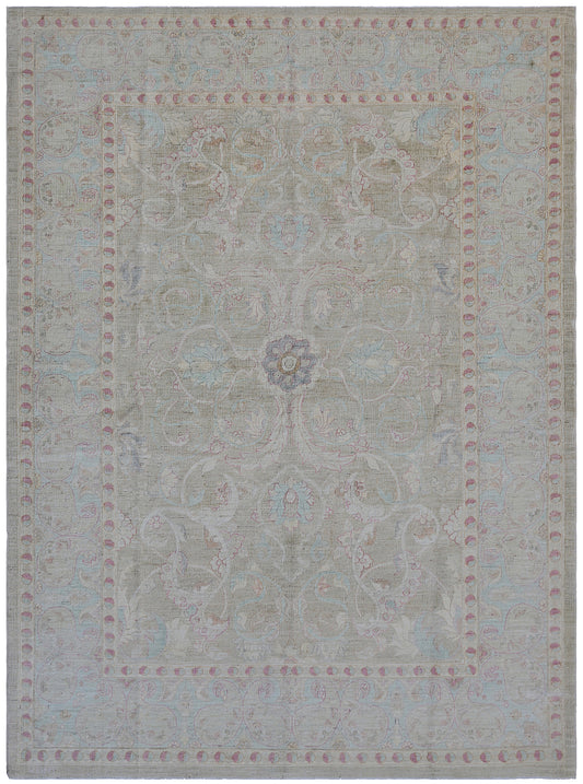 5'x7'Ariana Fine Quality Gold Silver Blue Wool and Silk Luxury Polonaise Design Rug