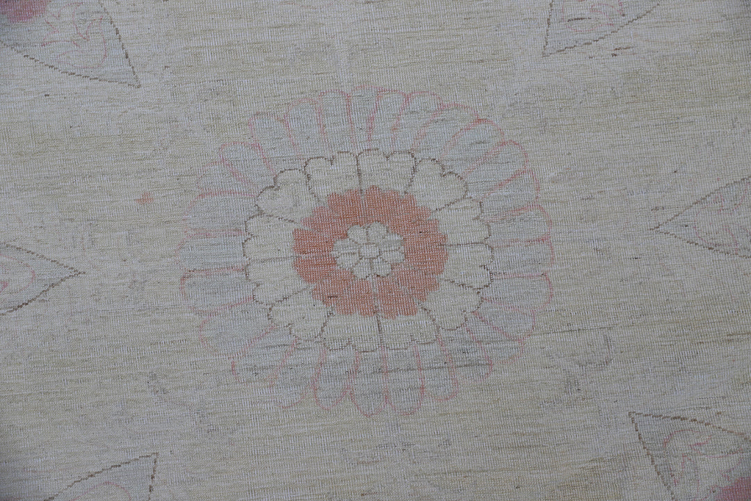 8'x8' Ariana Silver Blue Pink Ivory Floral Transitional Design Hand Knotted Round Rug