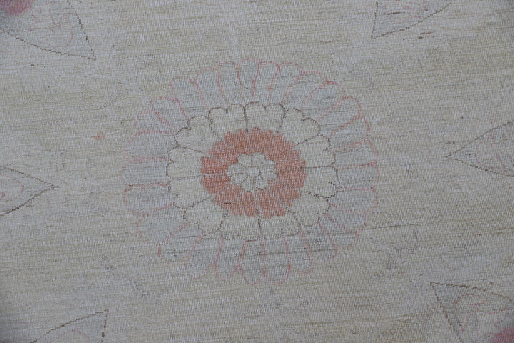 8'x8' Ariana Silver Blue Pink Ivory Floral Transitional Design Hand Knotted Round Rug