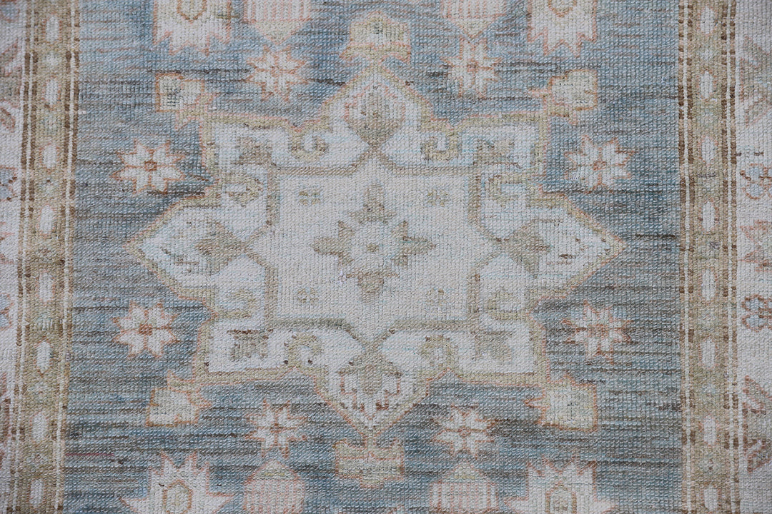 3'x4' Ariana Blue Ivory Caucasian Design Hazara Collection Small Rug