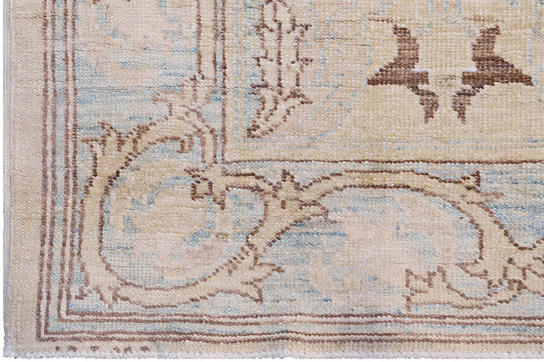 3'x5' Ariana Agra Design Blue Beige Traditional Small Hand Knotted Wool Rug