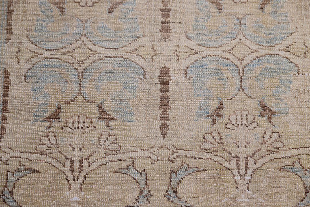 3'x5' Ariana Agra Design Blue Beige Traditional Small Hand Knotted Wool Rug