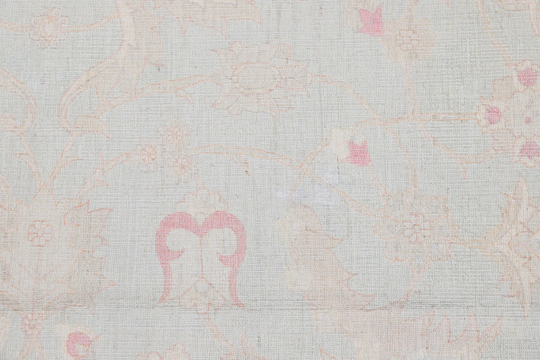 8'x10' Green Pink Polonaise Design Ariana Wool Hand Knotted Luxury Collection Rug