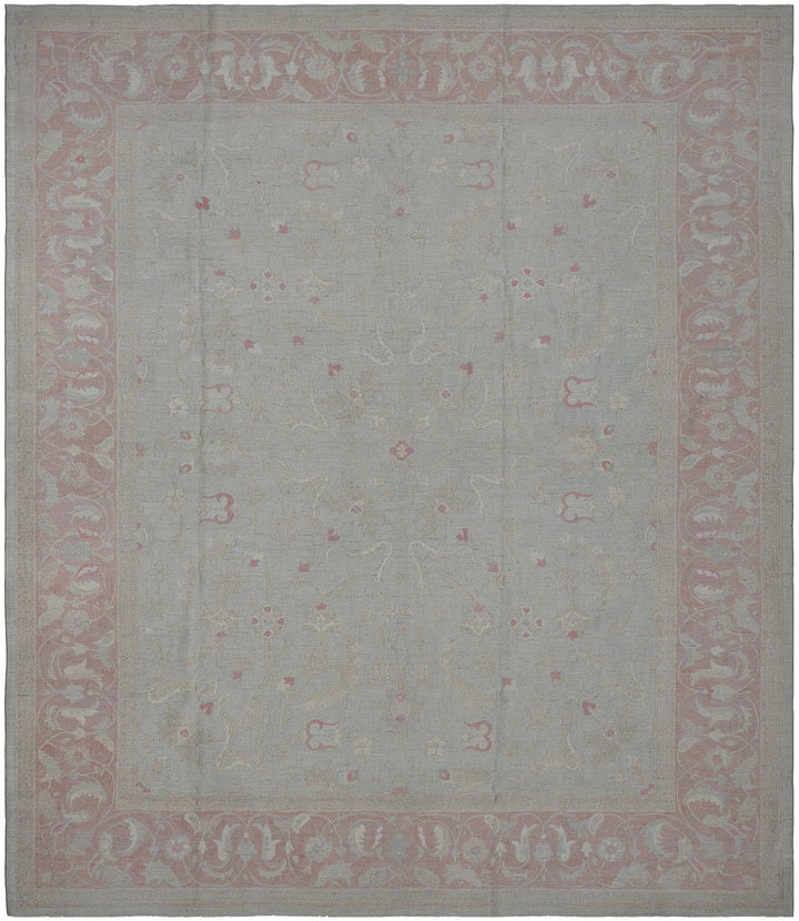 8'x10' Green Pink Polonaise Design Ariana Wool Hand Knotted Luxury Collection Rug