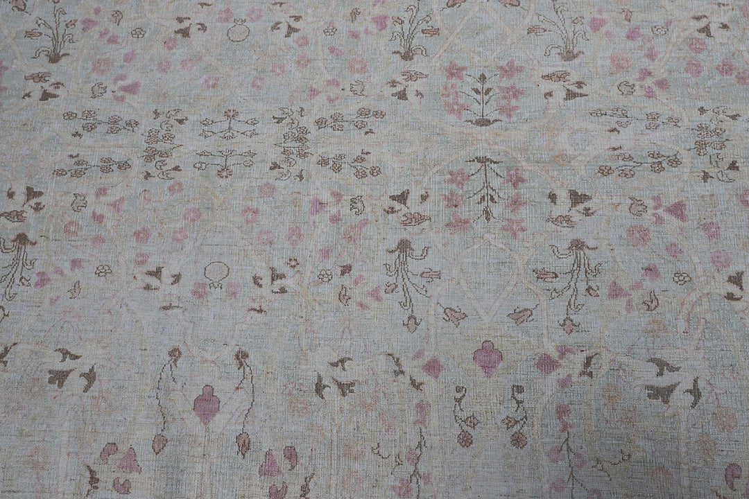 10'x14' Ariana Luxury Fine Tabriz Design Soft Blue Yellow Pink Floral Large Area Rug