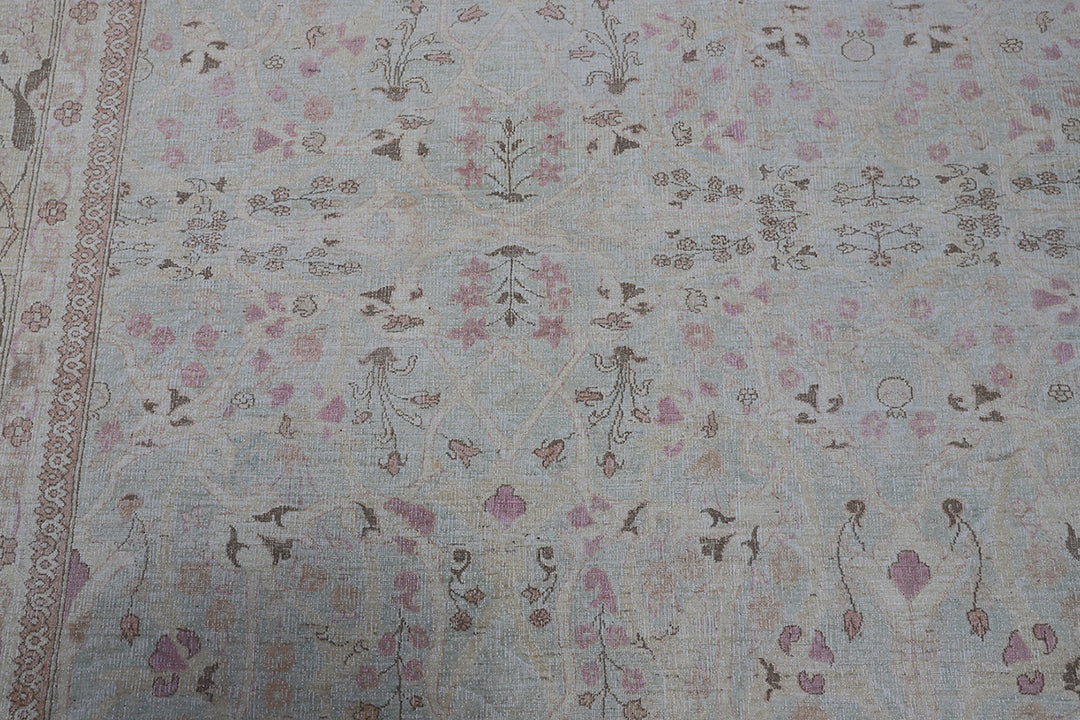 10'x14' Ariana Luxury Fine Tabriz Design Soft Blue Yellow Pink Floral Large Area Rug