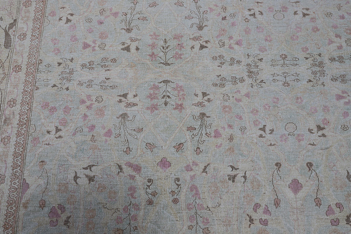 10'x14' Ariana Luxury Fine Tabriz Design Soft Blue Yellow Pink Floral Large Area Rug