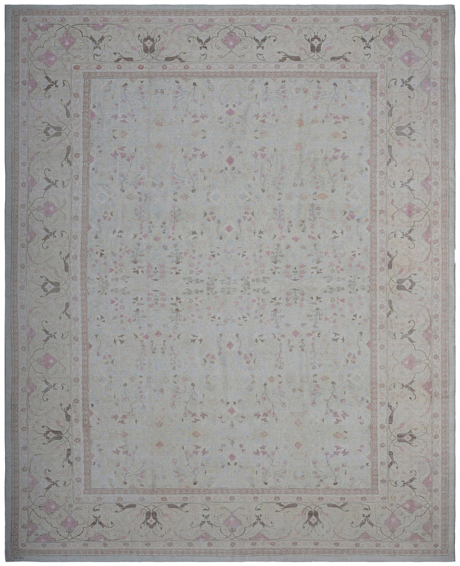 10'x14' Ariana Luxury Fine Tabriz Design Soft Blue Yellow Pink Floral Large Area Rug