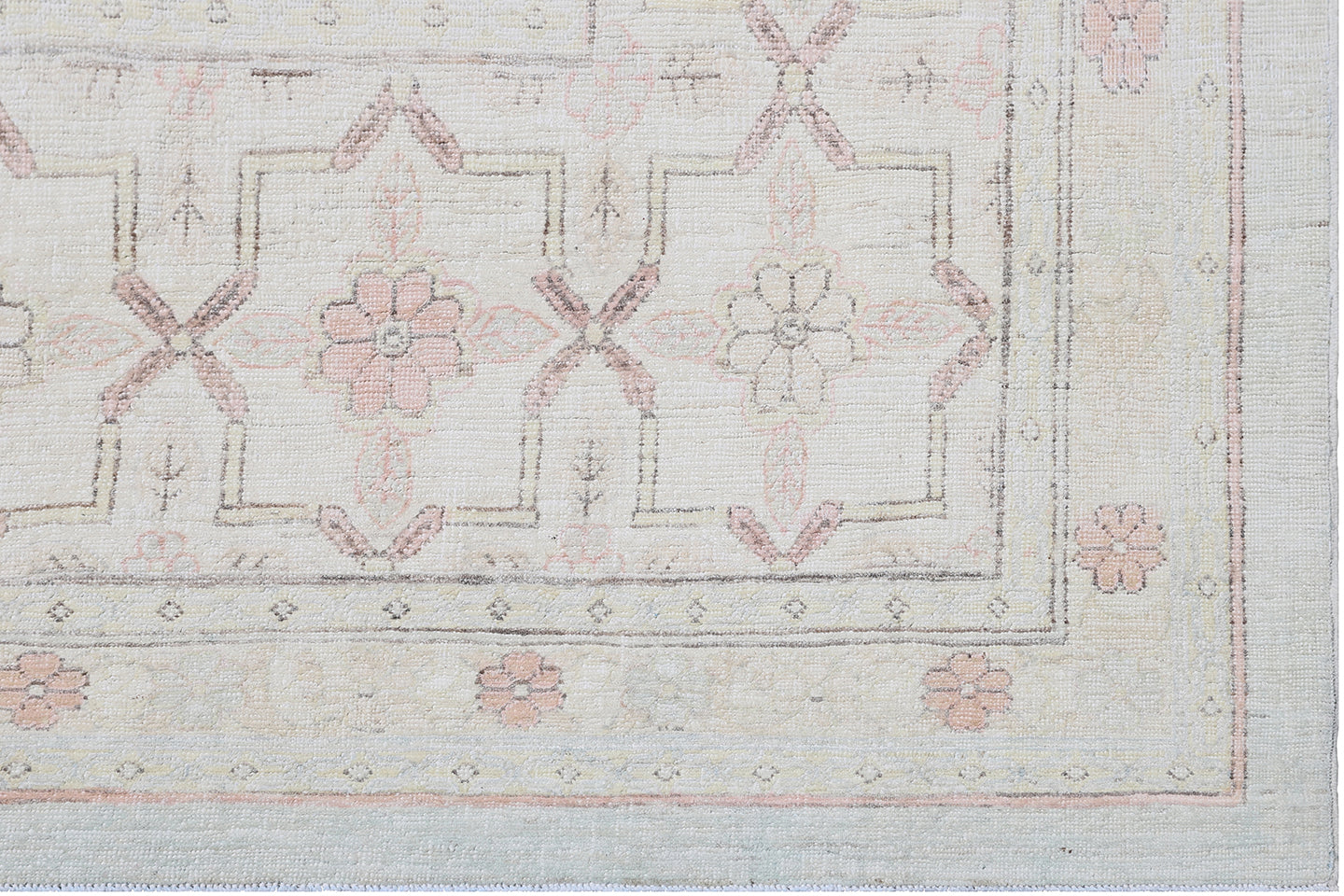 10x13 Very Fine Wool and Silk Icy Blue Aqua Pink Ivory White Tabriz Design Ariana Luxury Collection Rug